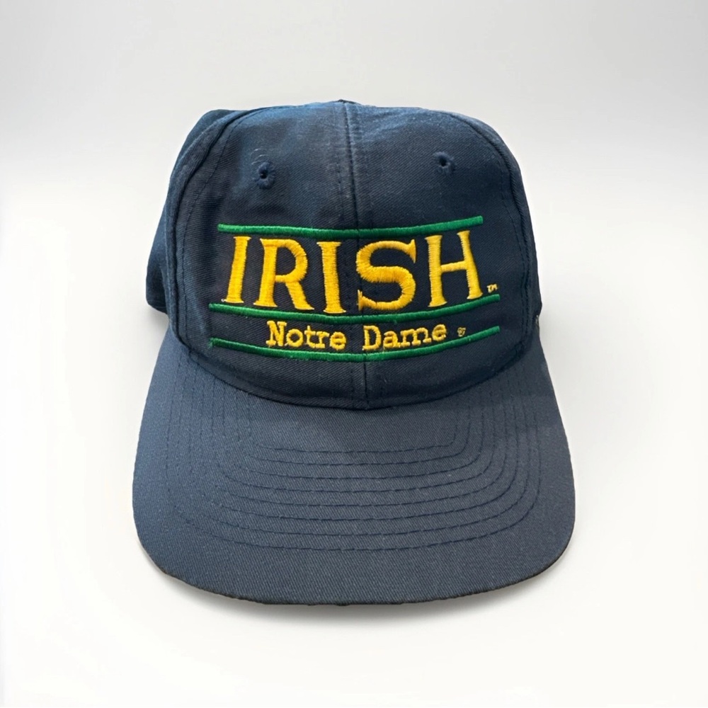 Vintage 90s Notre Dame Fighting Irish The Game Split Bar Twill SnapBack Hat Cap